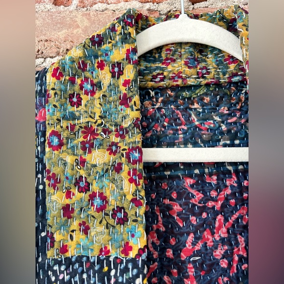 Reversible Handmade USA made Kantha Quilt Jacket by Otto Finn, Size XS - Picture 3 of 6